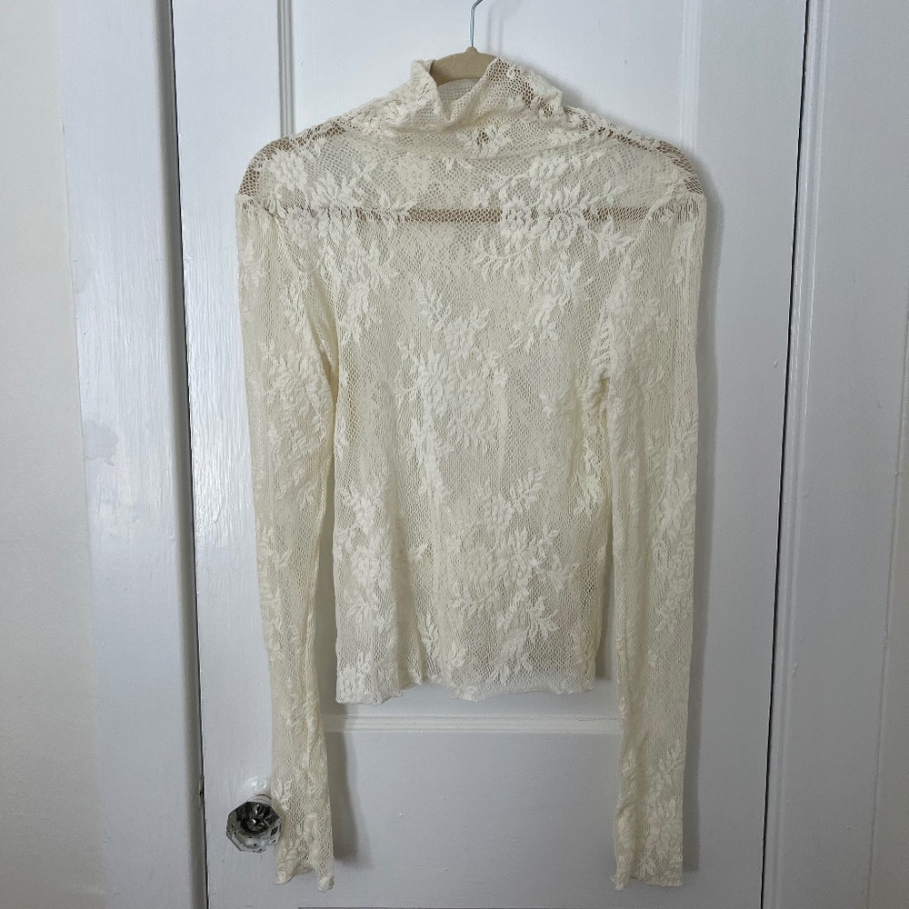 Free People lace shirt, cream, size medium